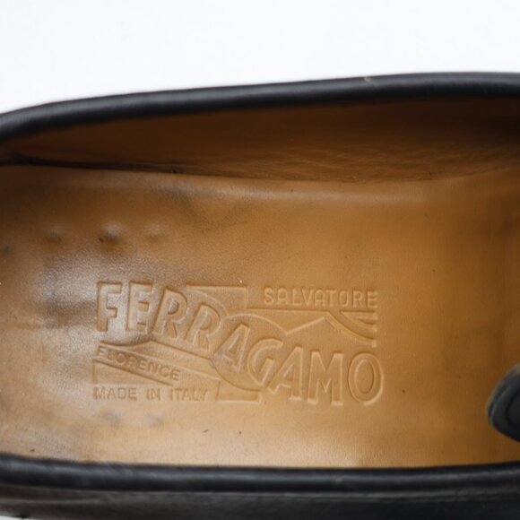 Salvatore Ferragamo Men's 7.5 EE Horse Bit Black Leather Loafers Dress Shoes - Picture 10 of 11